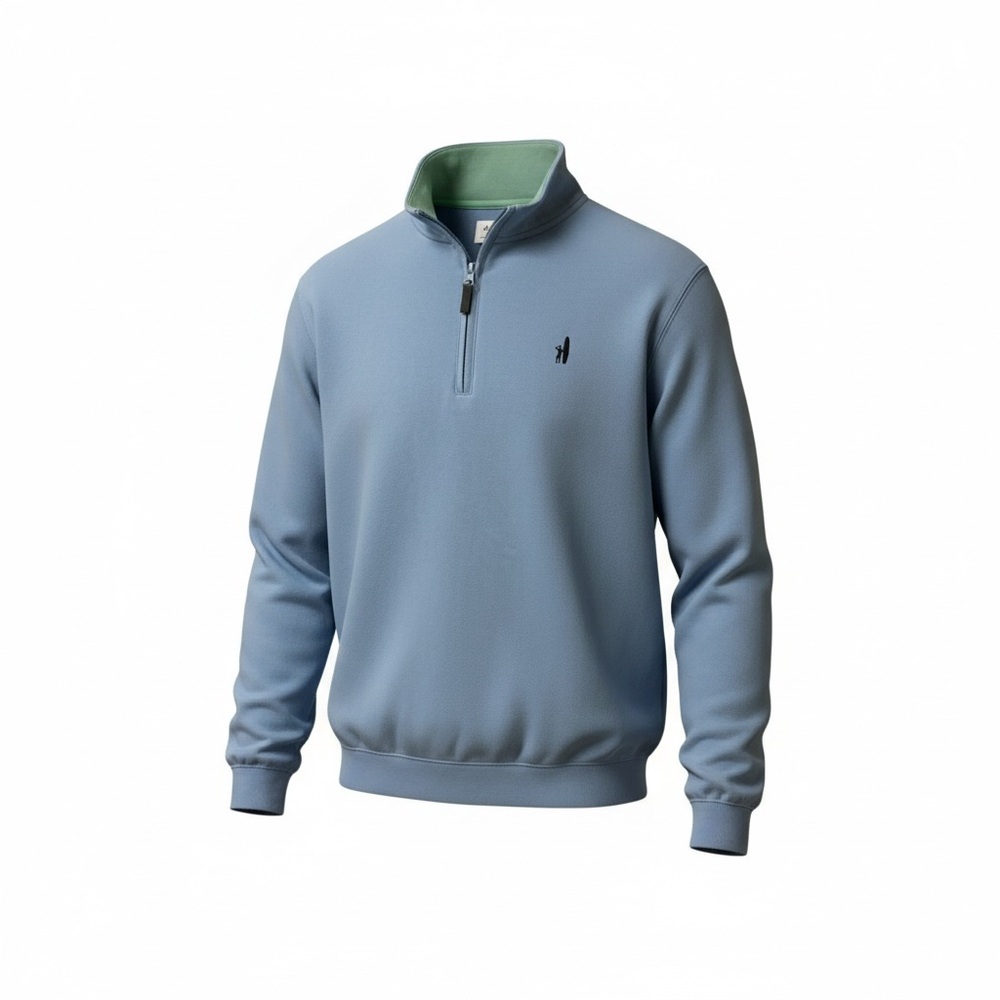 Johnnie-O Men’s West Coast Prep Cotton Quarter Zip Blue Green Pullover Sweater M
